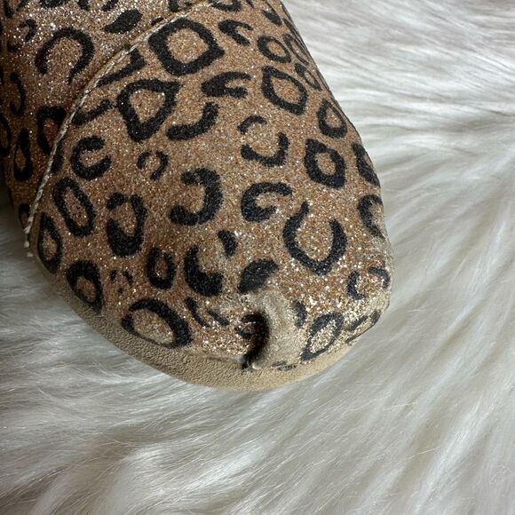TOMS LEOPARD CHEETAH GLITTER GOLD BALLET FLAT SLIP On Shoes 4 - Picture 4 of 13